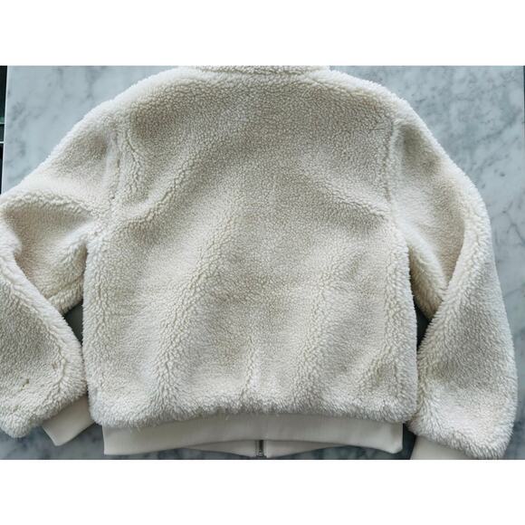 Ann Taylor LOFT Sherpa Teddy Fleece Bomber Jacket Medium Cozy Warm Fuzzy - Picture 9 of 9